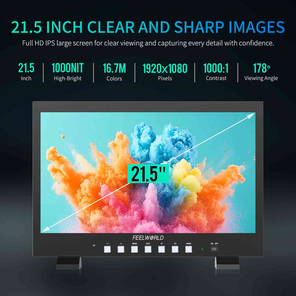 FEELWORLD FVM215-1000 21.5-inch Professional Production Broadcast Monitor High Brightness 1000nit Full HD IPS 4K60Hz HDMI 3G-SDI