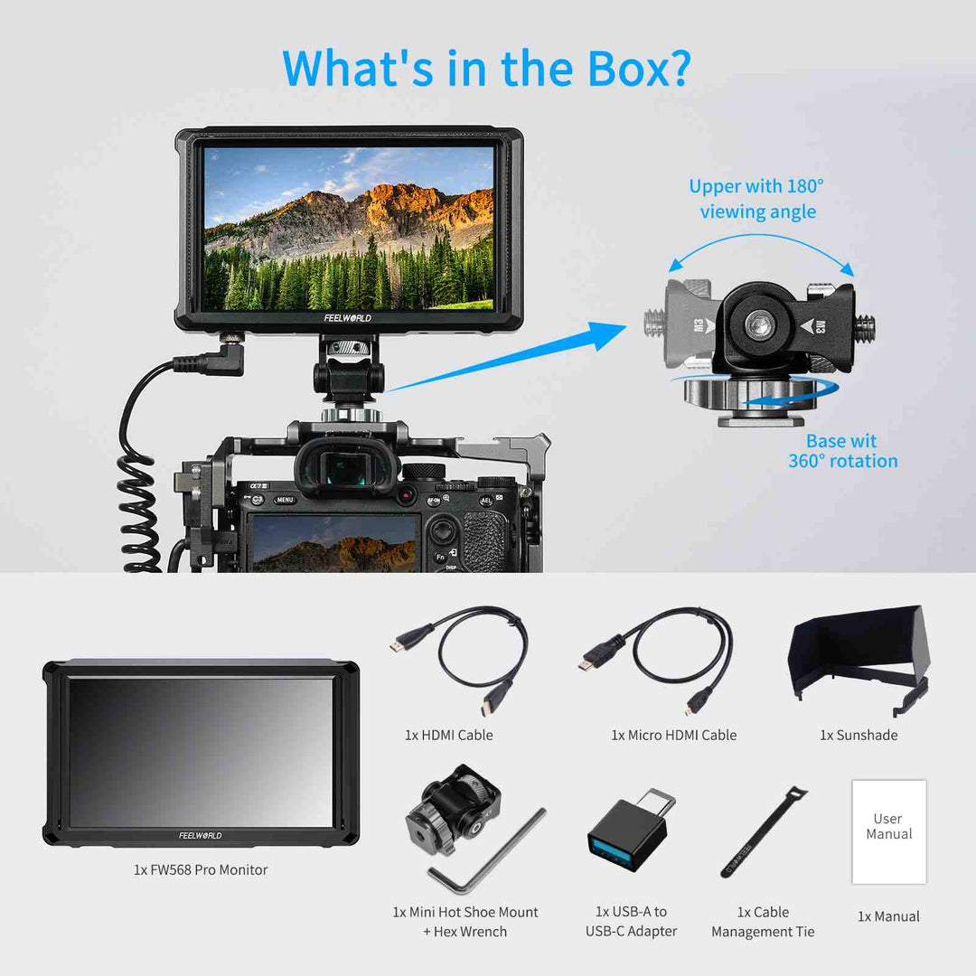 FEELWORLD FW568 PRO 6 inch 1200nit High Bright Camera DSLR Monitor 4K ...