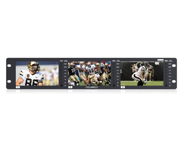 FEELWORLD FRM501G Triple 5.5" 2RU Rackmount Monitor 12G SDI 4K HDMI 1920x1080 IPS 1000nits High Brightness