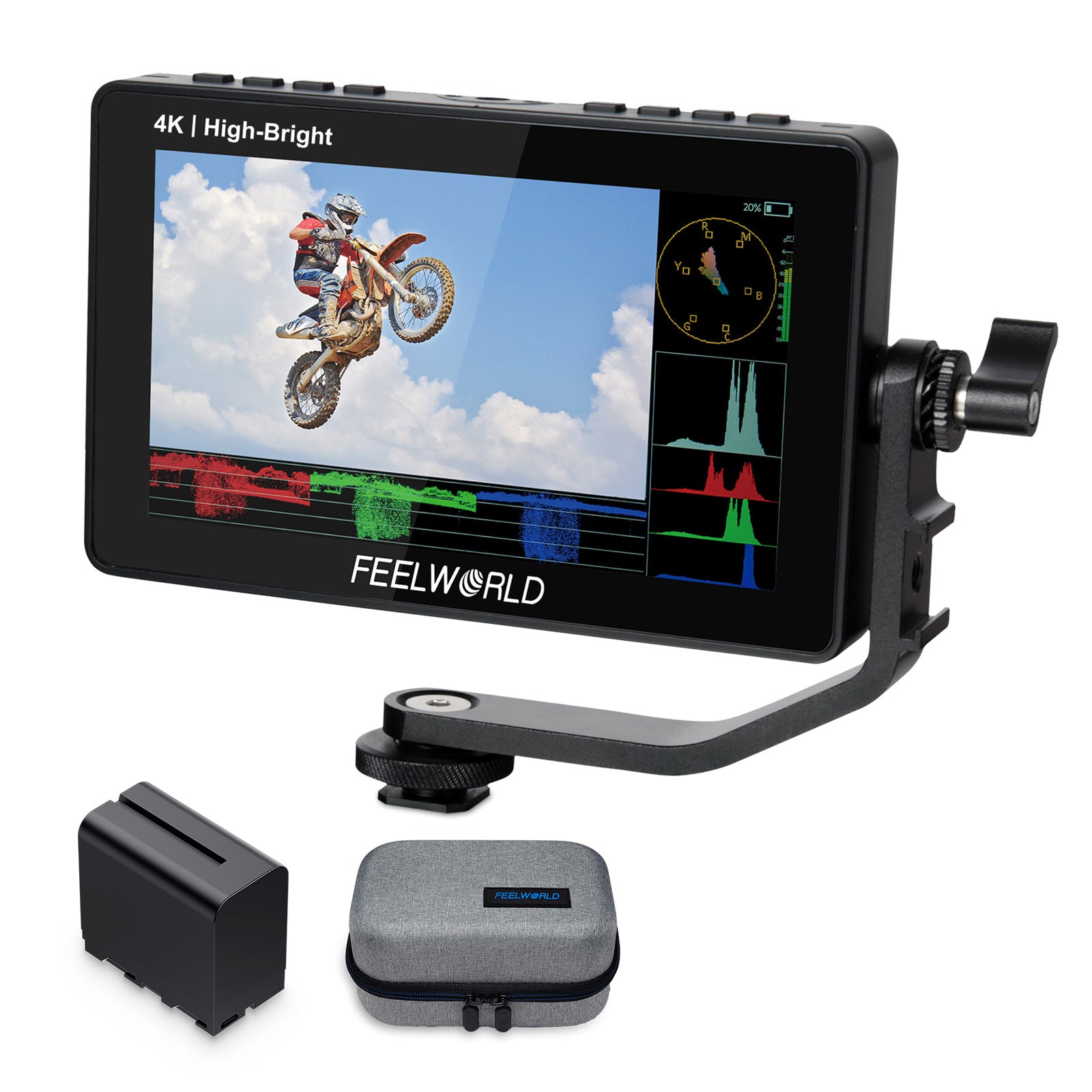 FEELWORLD F5 PROX 5.5 Inch 1600nit 4K F970 Install and Power Kit 