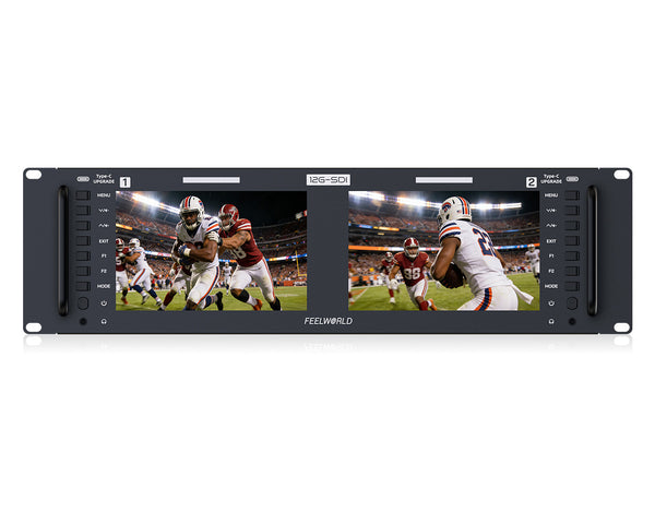 FEELWORLD FRM701G Dual 7"3RU Rackmount Monitor 12G-SDI 4K HDMI 1920x1200 IPS