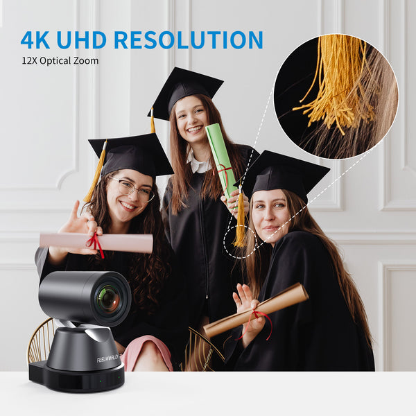 FEELWORLD 4K12X Caméra PTZ 4K USB HDMI POE 12X Zoom panoramique inclinable optique pour la diffusion en direct