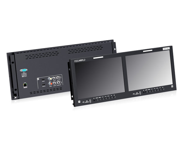 FEELWORLD FRM1001G Dual 10.1" 4RU Rackmount Monitor 12G SDI 4K HDMI 1920x1200 IPS