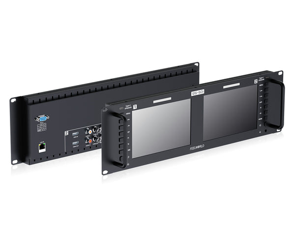 FEELWORLD FRM701G Dual 7"3RU Rackmount Monitor 12G-SDI 4K HDMI 1920x1200 IPS