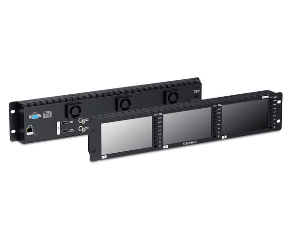 FEELWORLD FRM501G Triple 5.5" 2RU Rackmount Monitor 12G SDI 4K HDMI 1920x1080 IPS 1000nits High Brightness