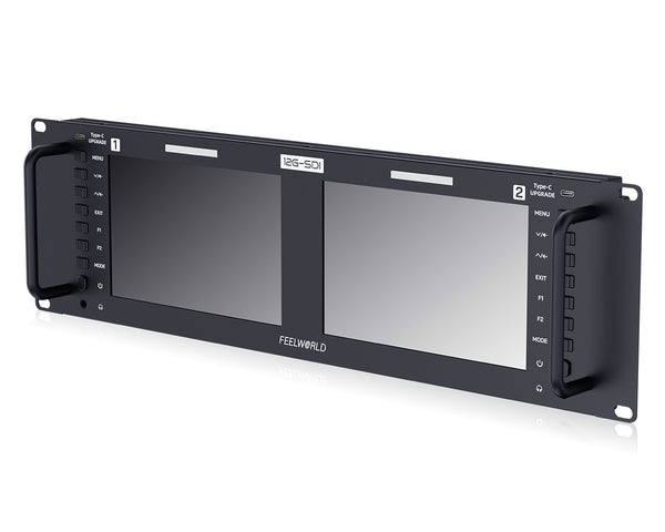 FEELWORLD FRM701G Dual 7"3RU Rackmount Monitor 12G-SDI 4K HDMI 1920x1200 IPS
