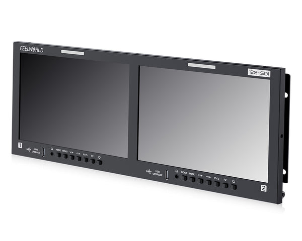 FEELWORLD FRM1001G Dual 10.1" 4RU Rackmount Monitor 12G SDI 4K HDMI 1920x1200 IPS
