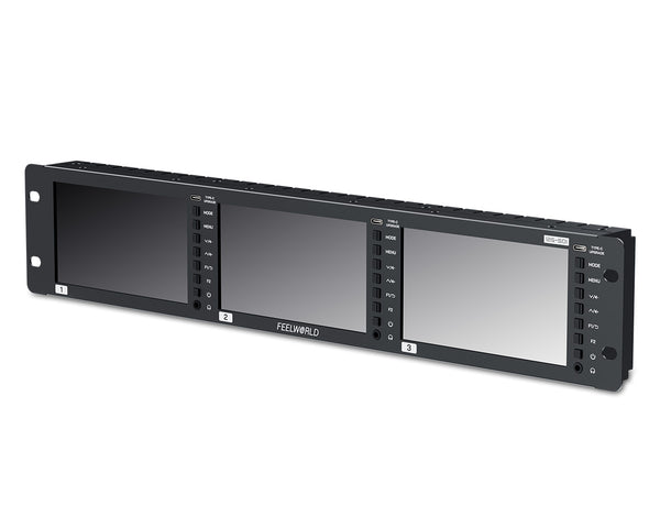 FEELWORLD FRM501G Triple 5.5" 2RU Rackmount Monitor 12G SDI 4K HDMI 1920x1080 IPS 1000nits High Brightness