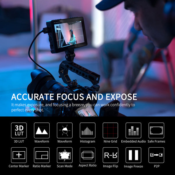 FEELWORLD F5 PROX 5.5 pouces 1600nit moniteur de champ de caméra DSLR haute luminosité F970 Kit d'installation et d'alimentation avec batterie et sac F970