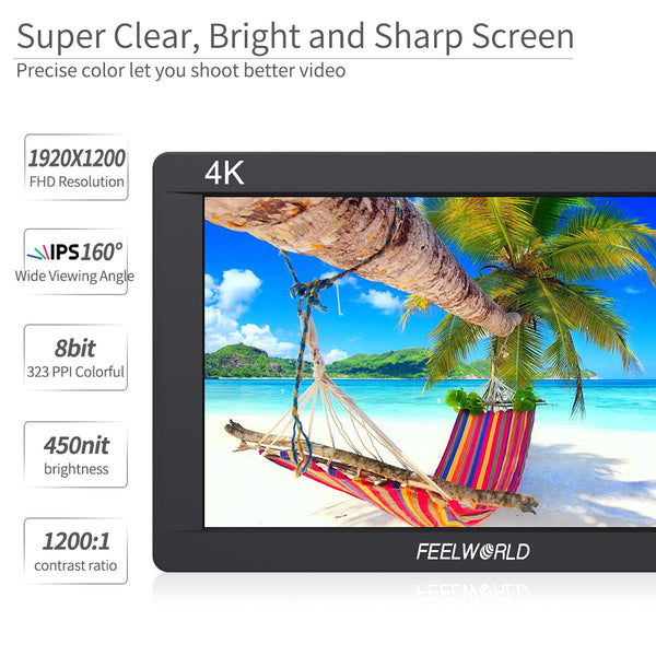 Màn hình trường máy ảnh DSLR FEELWORLD FW703 7 inch IPS 3G SDI Full HD 1920x1200 Hỗ trợ video 4K HDMI với pin F750