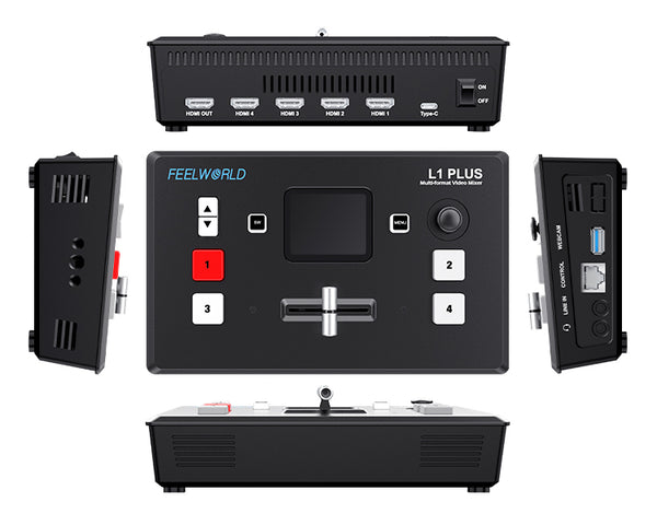 FEELWORLD L1 PLUS Multi Camera Video Mixer Switcher 2" Touch PTZ Control 4K Input  Live Streaming