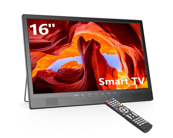 LAIZESKE 16" Portable Small Smart TV with WiFi Bulit-in 180°Adjustable Stand