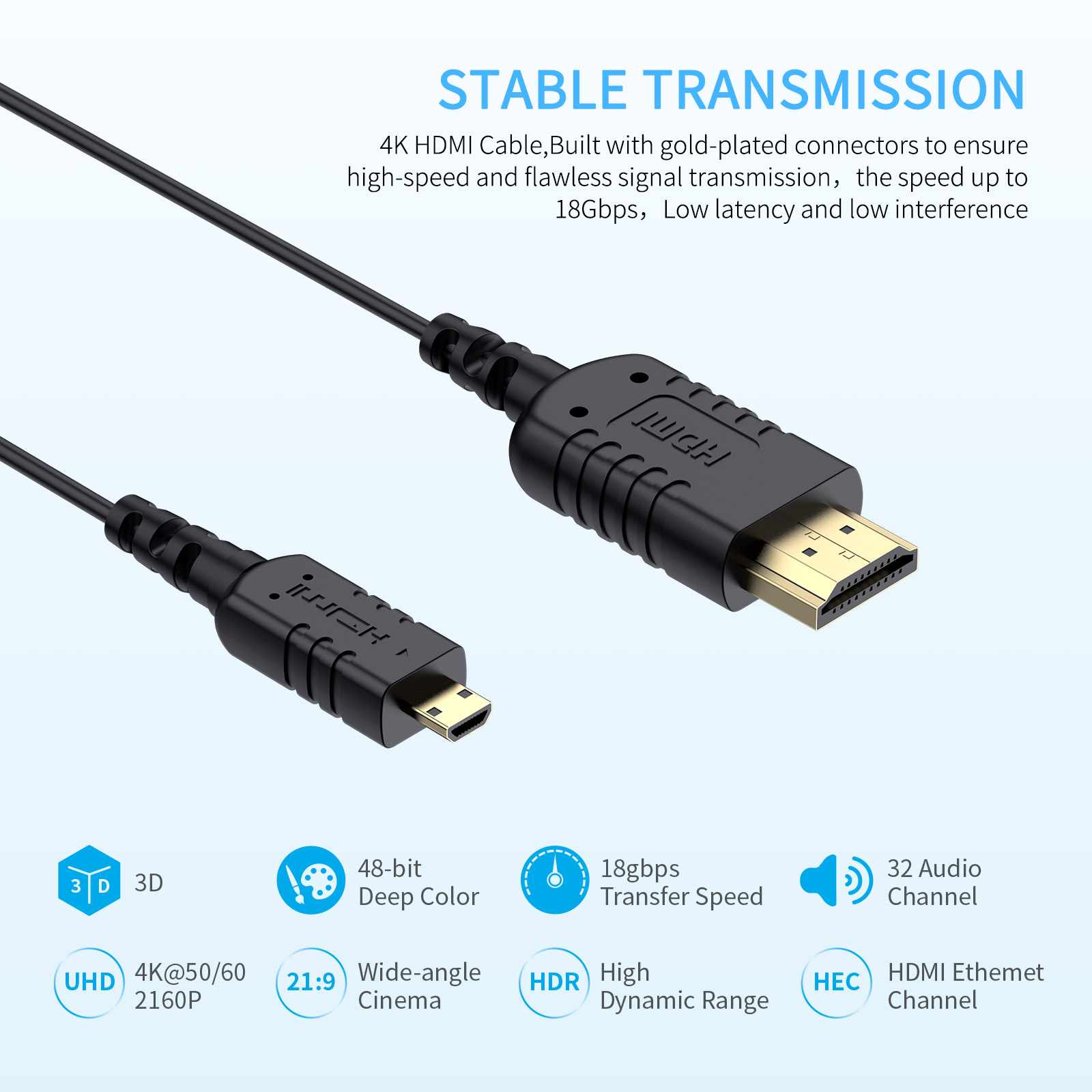 Cavo Micro HDMI A HDMI Da 6 Piedi - Per Guardare I Video Della Tua Cavo Micro HDMI A HDMI Da 6 Piedi - Per Guardare I Video Della Tua
