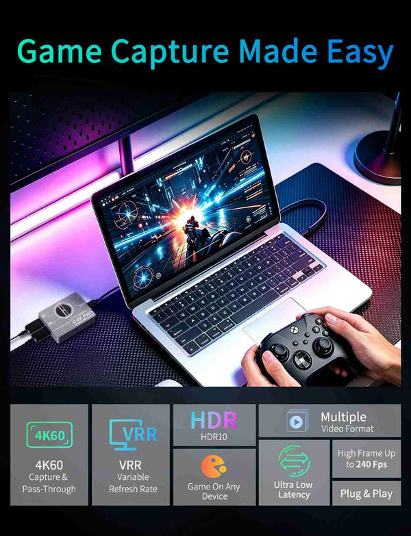FEELWORLD C4K PRO 4K Capture Card for Gaming Streaming, Up to 4K60 Capture