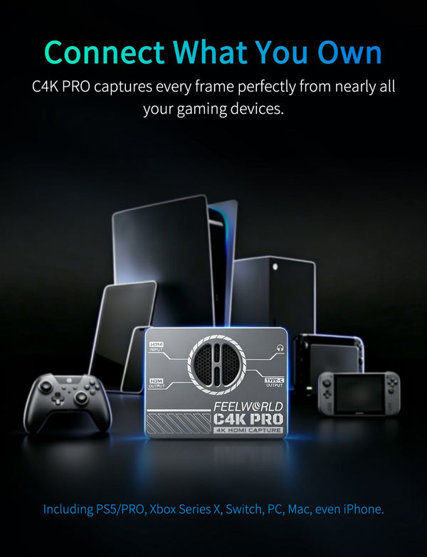 FEELWORLD C4K PRO 4K Capture Card for Gaming Streaming, Up to 4K60 Capture