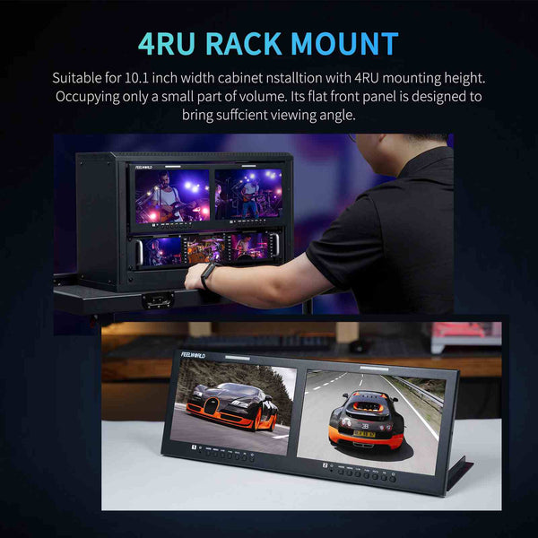 D101 PLUS Dual 10.1 Inch 4RU Rackmount Monitor 4K HDMI SDI 1920x1200IPS