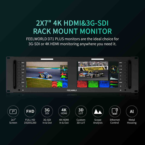 FEELWORLD D71 PLUS 7 Inch 3RU HDMI SDI Rack Mount Monitor With Waveform and LUT