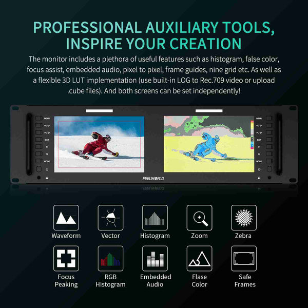 FEELWORLD D71 PLUS 7 Inch 3RU HDMI SDI Rack Mount Monitor With Waveform and LUT