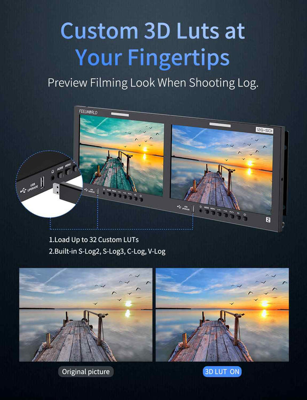FEELWORLD FRM1001G Dual 10.1 Inch 4RU Rackmount Monitor 12G SDI 4K HDMI 1920x1200 IPS
