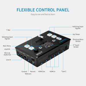 FEELWORLD L1 PLUS Multi Camera Video Mixer Switcher 2" Touch PTZ Control 4K Input  Live Streaming