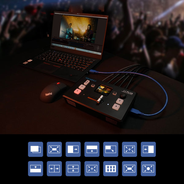 FEELWORLD L1 PLUS Multi Camera Video Mixer Switcher 2" Touch PTZ-bediening 4K Input Live Streaming