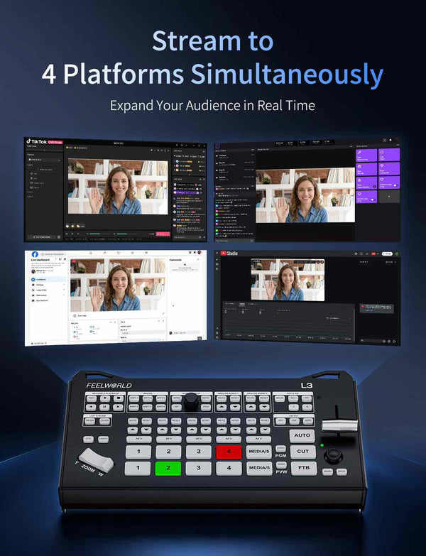 FEELWORLD L3 4 HDMI 1 UVC Input Multi Camera Video Switcher Mixer
