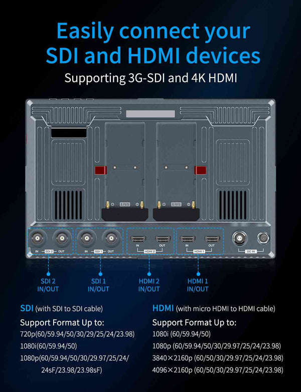 FEELWORLD M101S 10.1" 1200NIT Multiple Screen Monitor 1920x1200 IPS 3G-SDI HDMI 2.0 LUT HDR