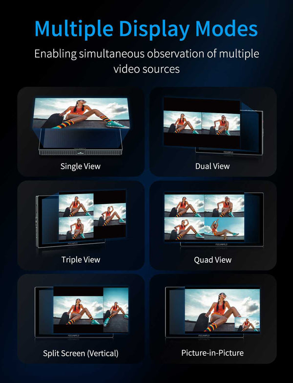 FEELWORLD M101S 10.1" 1200NIT Multiple Screen Monitor 1920x1200 IPS 3G-SDI HDMI 2.0 LUT HDR