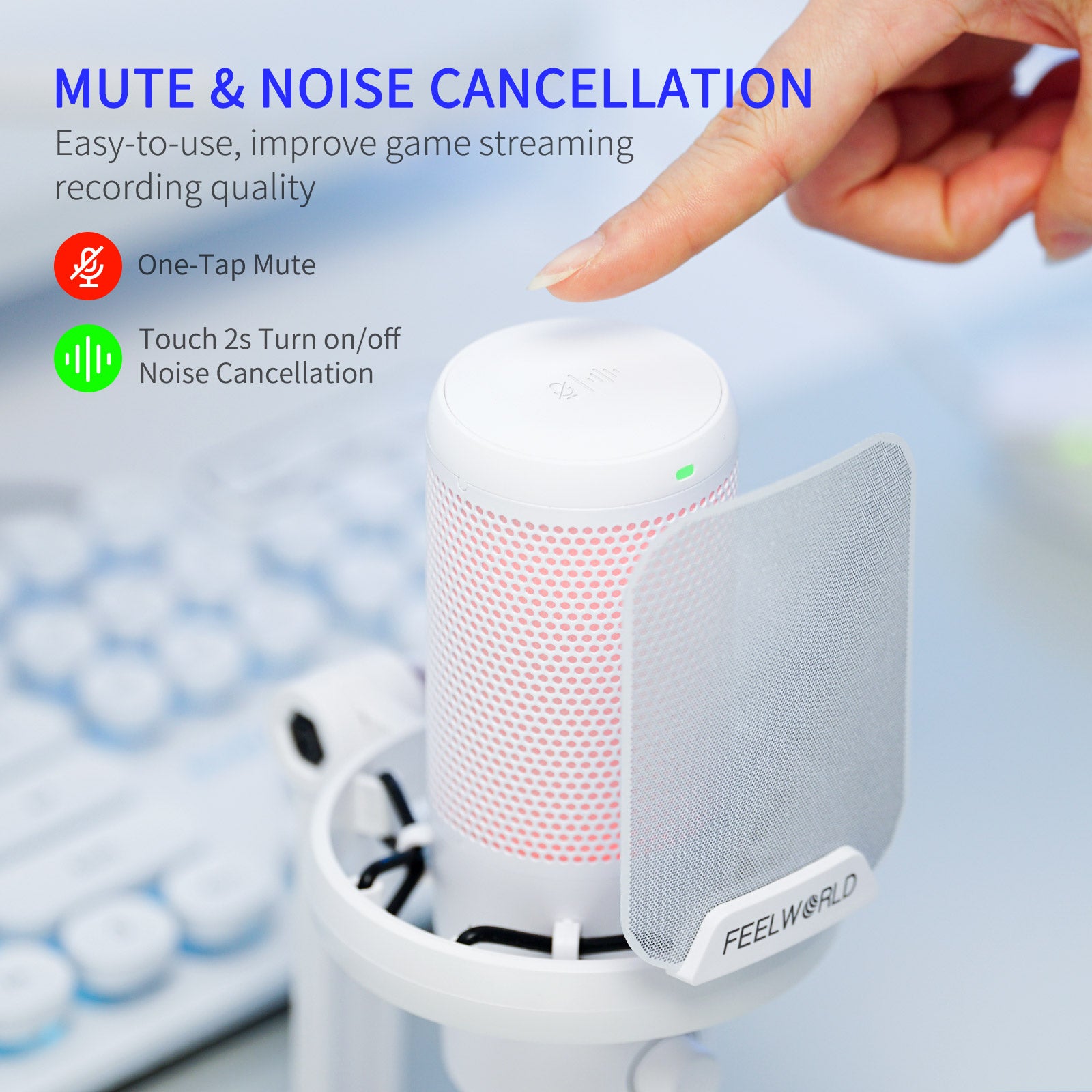 SINWE Microphone USB Condensateur Avec Suppression Bruit - Micro Gaming PC PS4 PS5 Avec Filtre Anti-Pop Et Contrôle Gain