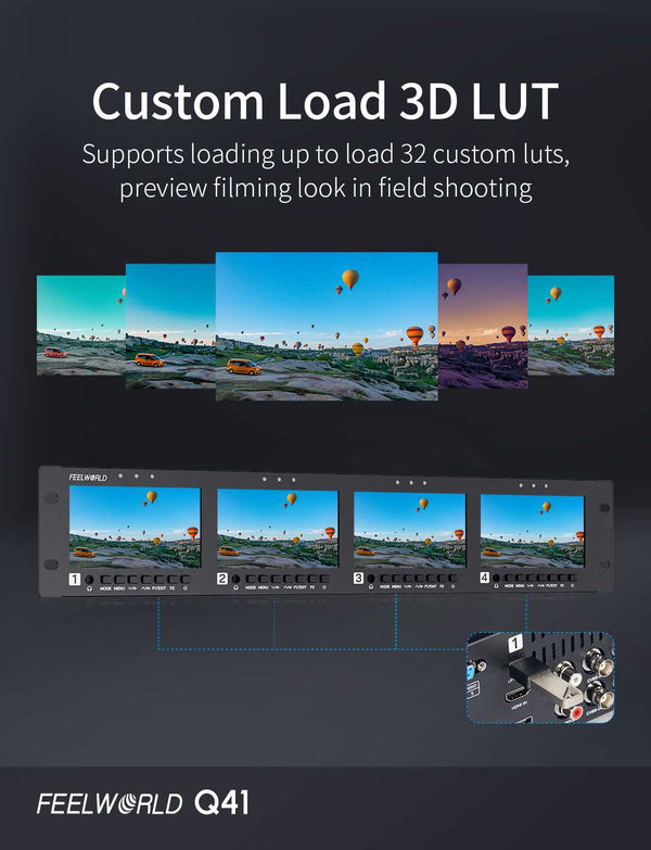 Q41 Quad 4.5 Inch 2RU Rackmount Monitor 3G-SDI 4KHDMI AV input and output