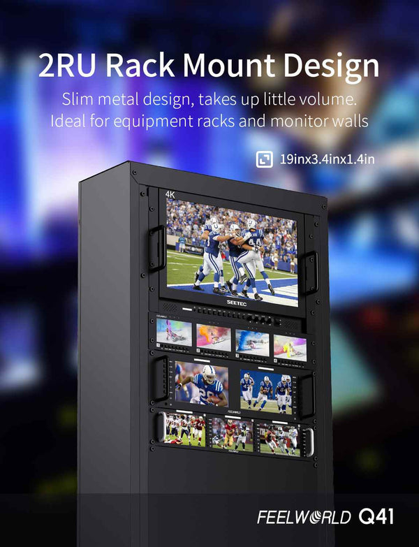 Q41 Quad 4.5 Inch 2RU Rackmount Monitor 3G-SDI 4KHDMI AV input and output