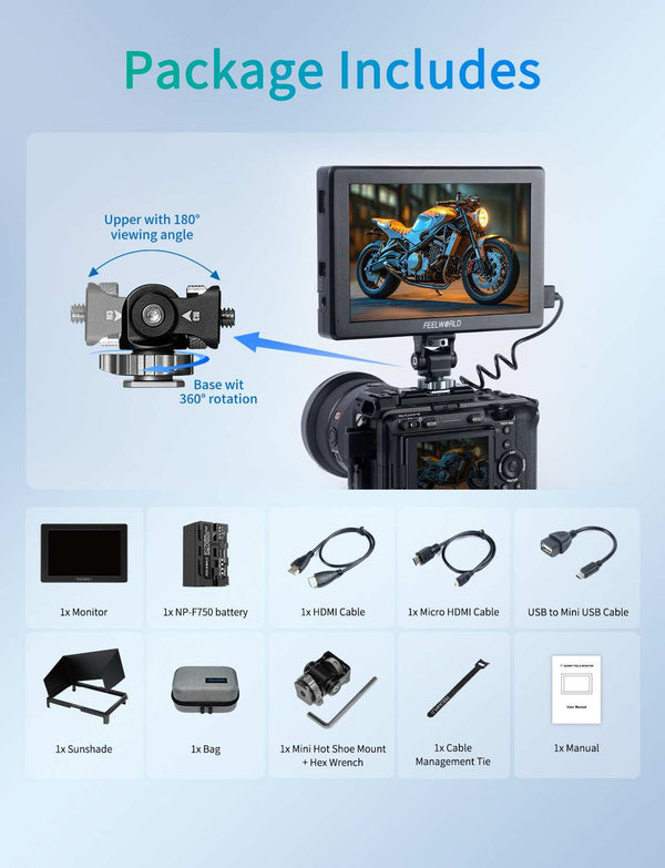 FEELWORLD T7 PRO 7 Inch 2000nit Aluminium Field DSLR Camera Monitor Ultra Bright 4K HDMI 60