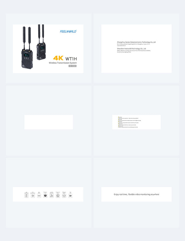 FEELWORLD WT1H 4K Wireless Video Transmission System Dual HDMI Full Duplex Intercom Live Streaming