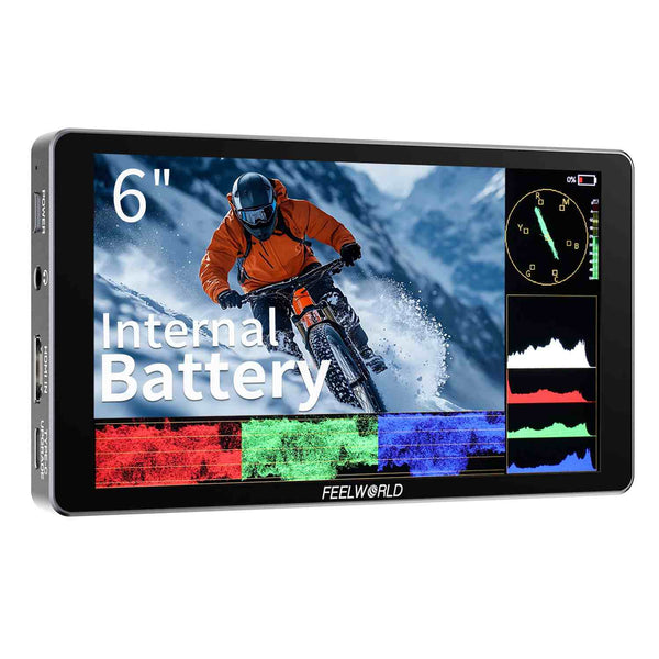 FEELWORLD P6XL 6 Inch 1200nit Built-in Battery Aluminium DSLR Camera Field Monitor  4K HDMI