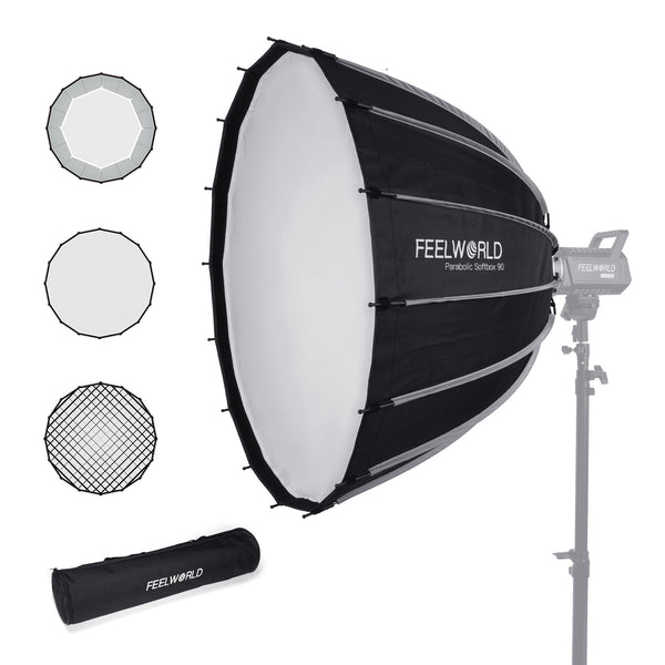 FEELWORLD FSP60 Portable Deep Parabolic Softbox, 60cm 23.6 Inch for Bowens Mount Video Studio Light