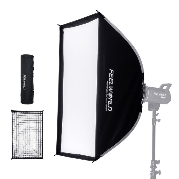 FEELWORLD FSR120 便携式矩形柔光箱 30x120CM 适用于 BOWENS 安装视频演播室灯