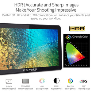 FEELWORLD F6 PLUS 6 pouces petit écran tactile 3D LUT Caméra Moniteur de terrain DSLR 1920x1080 HD 4K HDMI