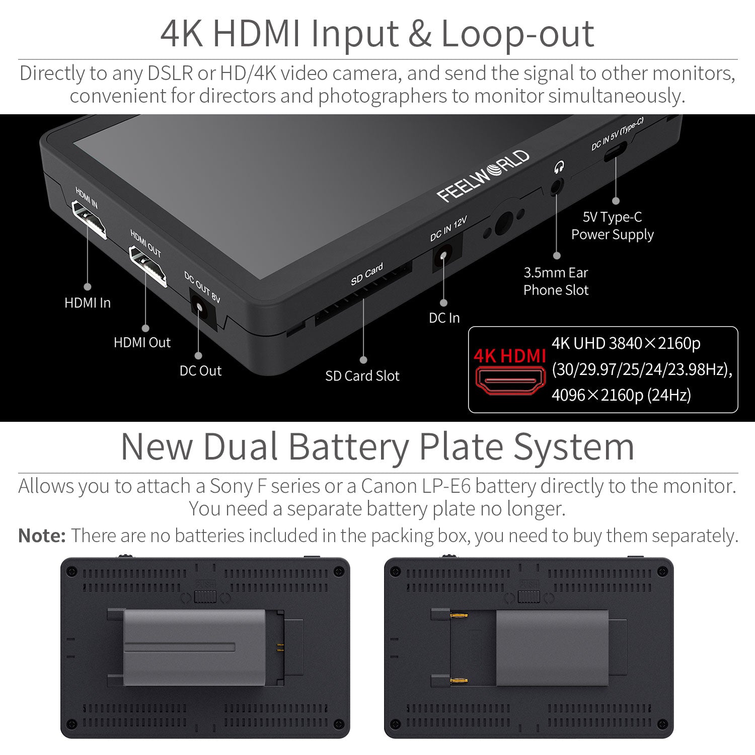 FEELWORLD F6 PLUS 5.5 インチ 3D LUT タッチスクリーン 4K HDMI