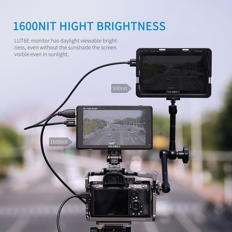 FEELWORLD LUT6E 6" 1600nit High Bright Touchscreen DSLR Camera Field Monitor