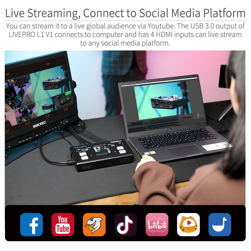 FEELWORLD LIVEPRO L1 V1 Multi Camera Video Mixer Switcher USB3.0