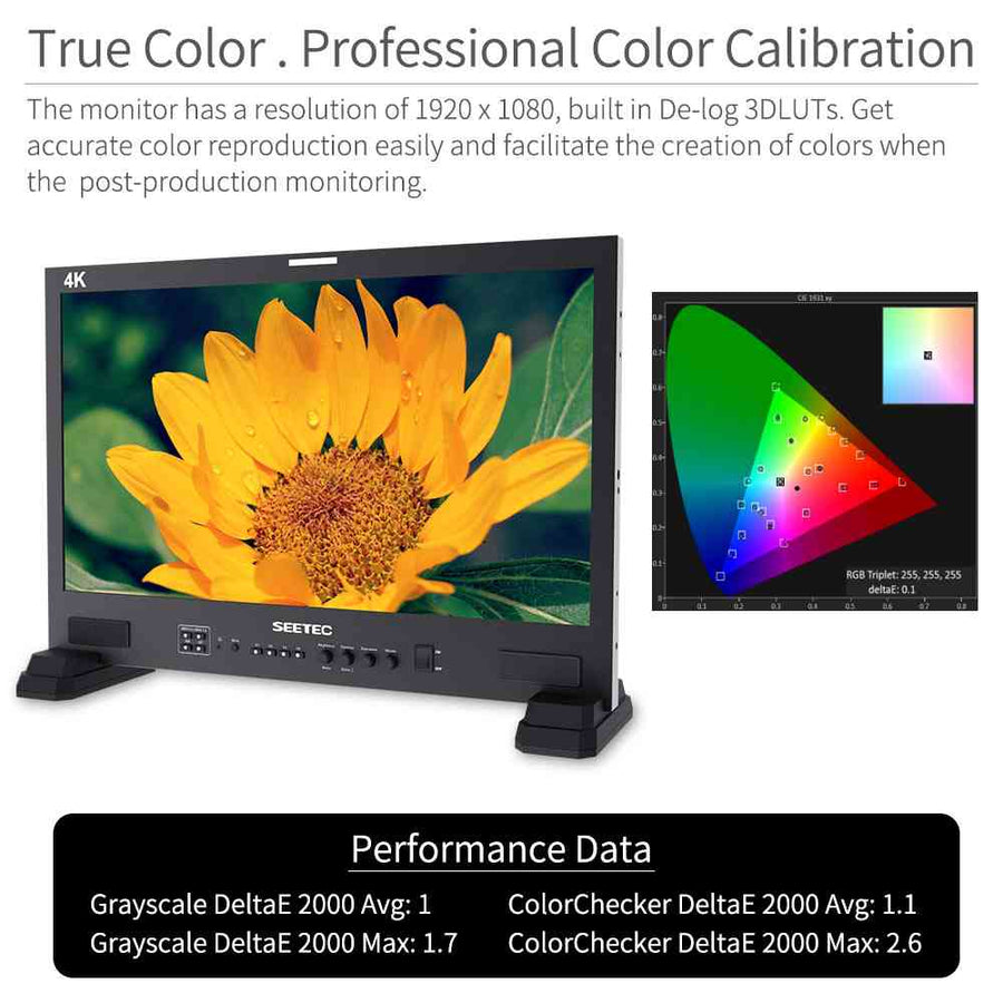 SEETEC LUT215 21.5 Inch 1920x1080 Post Production Monitor Broadcast UMD Text Tally LUT SDI HDMI