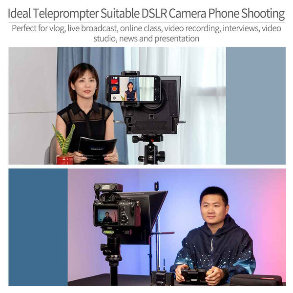 Ang FEELWORLD TP2A Portable 8 "Teleprompter ay sumusuporta sa Tablet Prompting Smartphone DSLR Shooting