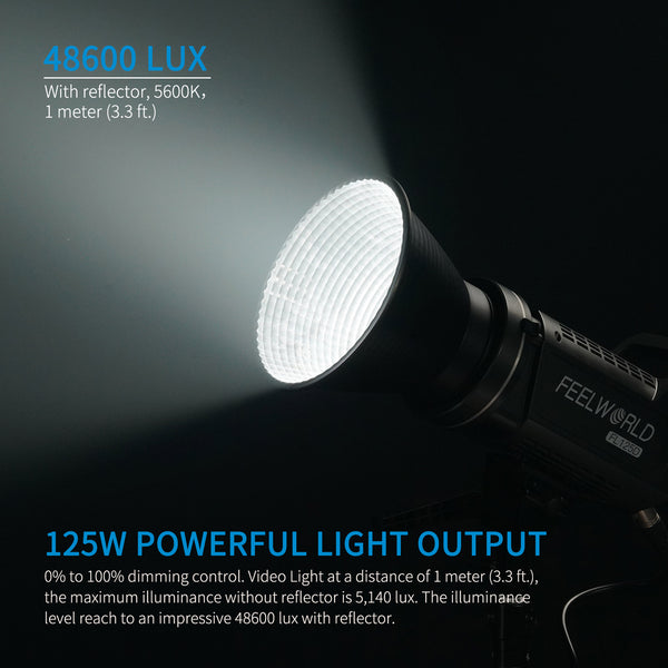 FEELWORLD FL125D 125W 5600K Daylight Point Source Studio Video Light APP Control