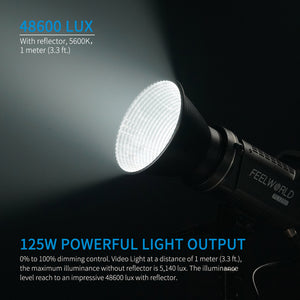 FEELWORLD FL125D 125W 5600K Fuente de punto de luz diurna Control de aplicación de luz de video de estudio