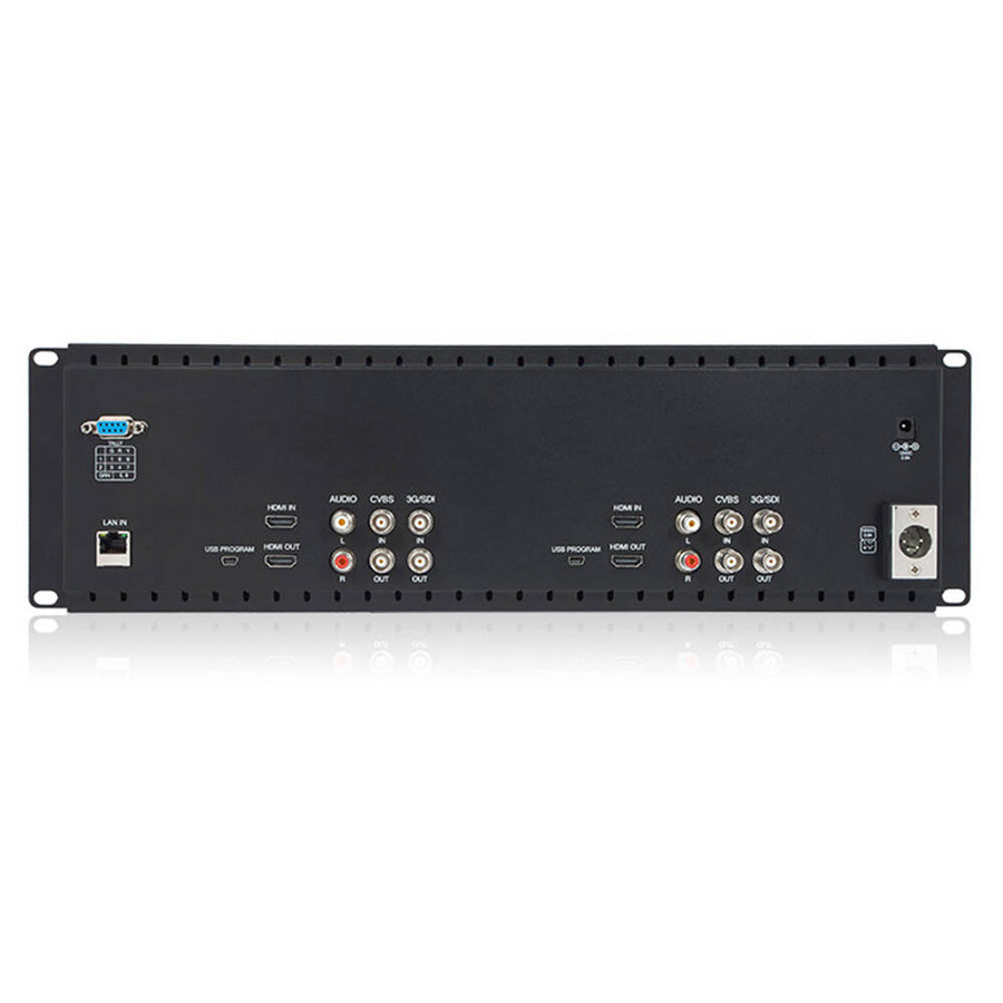 FEELWORLD D71 Dual 7 Inch 3RU Broadcast SDI Rack Mount Monitor IPS 3G SDI HDMI AV Input and Output