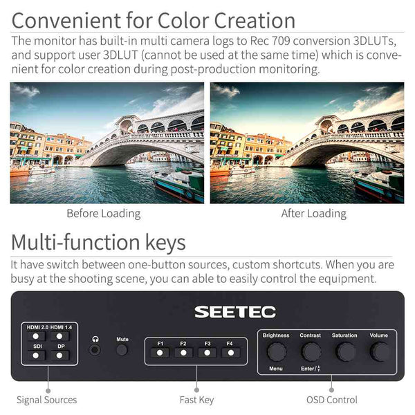 SEETEC LUT215 21.5-цалевы 1920x1080 манітор пасля вытворчасці трансляцыі UMD тэксту Tally LUT SDI HDMI
