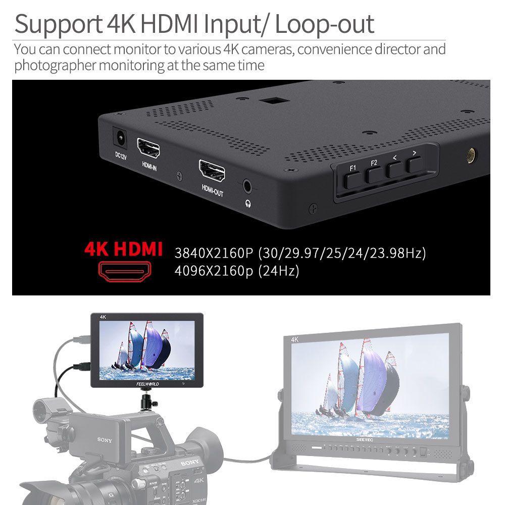 FEELWORLD T7 7英寸4K HDMI单反相机现场监视器铝制外壳– feelworld官方商店