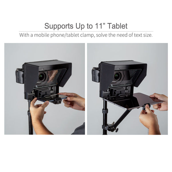 FEELWORLD TP10 Teleprompter plegable portátil de 10 "hasta 11" Prompter de tableta de teléfono para disparar DSLR de teléfono
