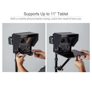 FEELWORLD TP10 휴대용 10 "접이식 텔레 프롬프터 최대 11" 전화 dslr 촬영용 전화 태블릿 프롬프터
