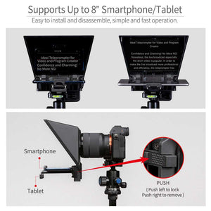 FEELWORLD TP2A Portable 8 "Teleprompter υποστηρίζει λήψη tablet με έξυπνο smartphone